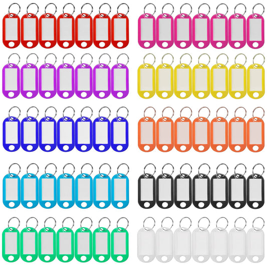 Simetufy Plastic Key Tags 220 Pcs, Key Labels with Ring and Label Window